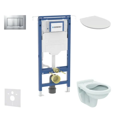 Geberit Duofix - komplekts ar priekšsienas elementu, Alpha-WC ar sēdekli un Sigma20 vadības plati, matēts hroms/hroms SANI11CD2101