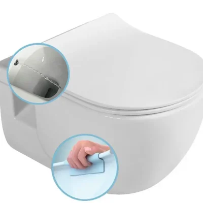 Sapho Brilla - pie sienas stiprināms WC ar bidē dušu, Rimless, balts 100612