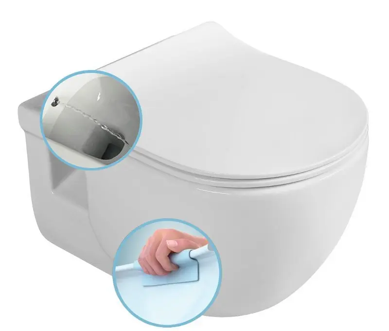 Sapho Brilla - pie sienas stiprināms WC ar bidē dušu, Rimless, balts 100612