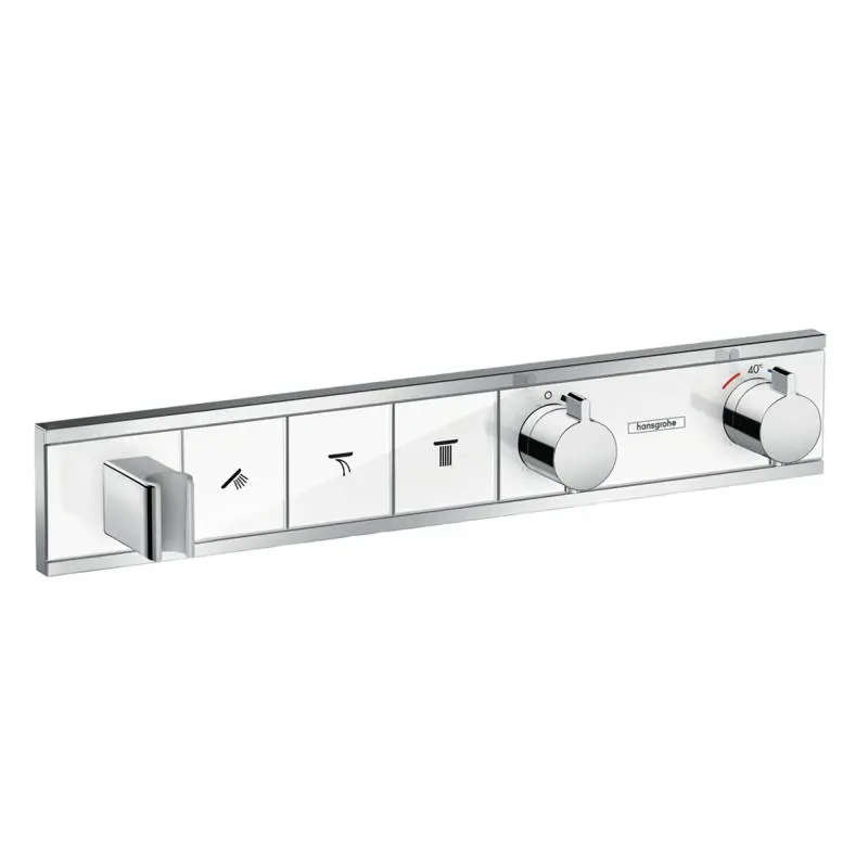 Hansgrohe RainSelect - termostata dušas maisītājs - zemapmetuma 3 patērētājiem, balts / hromēts 15356400
