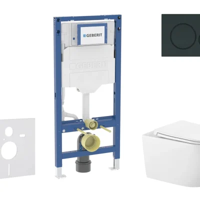 Geberit Duofix - komplekts ar priekšsienas elementu, WC Gaia ar Softclose sēdekli un Sigma20 vadības plati, melns spīdīgs/melns matēts SANI11CA5137B