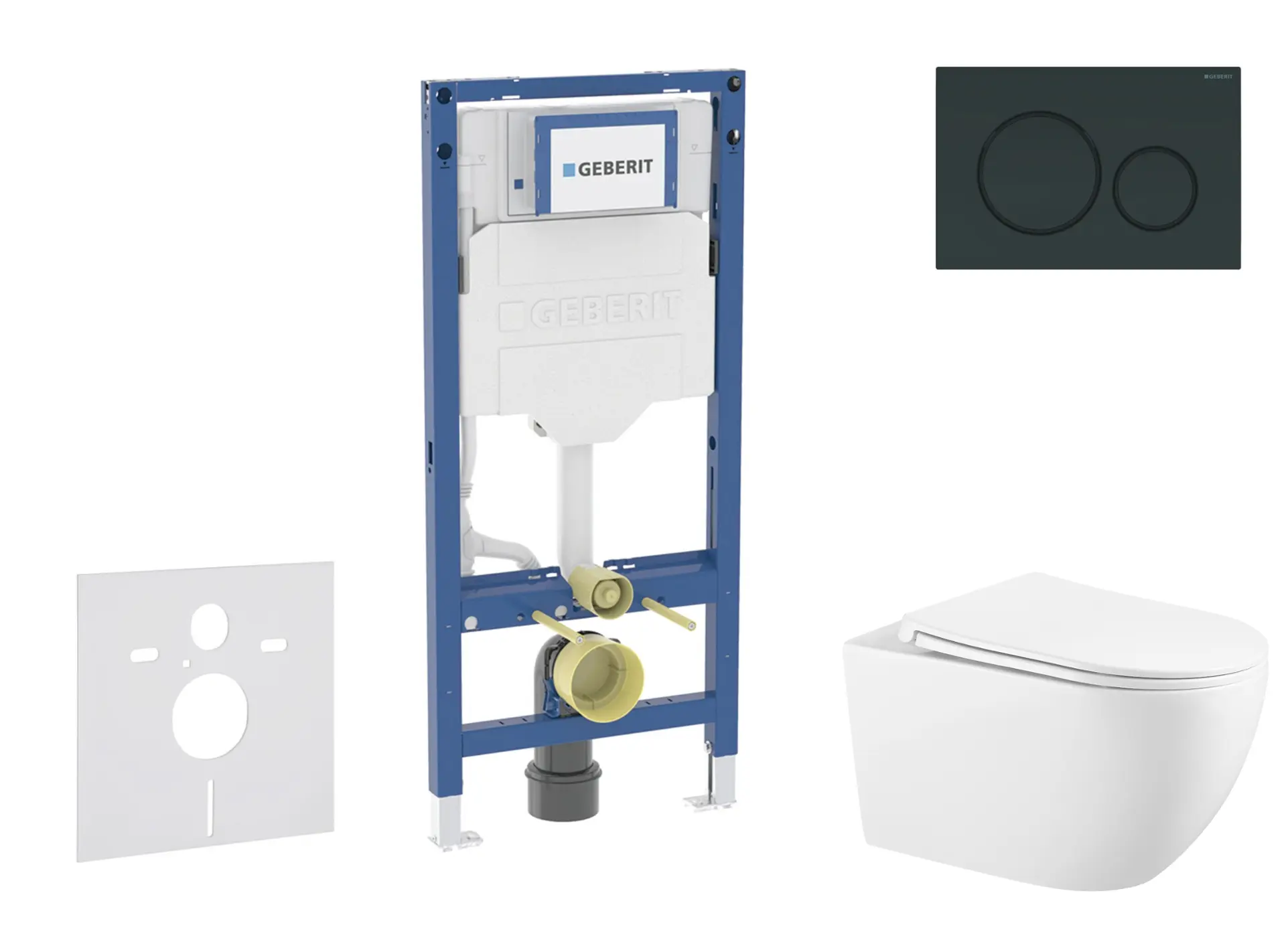 Geberit Duofix - komplekts ar priekšsienas elementu, WC Gaia ar Softclose sēdekli un Sigma20 vadības plati, melns spīdīgs/melns matēts SANI11CA5137B