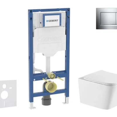 Geberit Duofix - komplekts priekšsienas elements, Arkas WC ar Softclose sēdekli un Sigma20 vadības plati, hroms SANI11CA1171