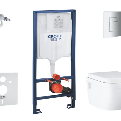 Grohe Solido - komplekts ar priekšsienas elementu, WC un sēdekli Euro Ceramic, SoftClose, vadības plati Even, hroms SANI15BB1104