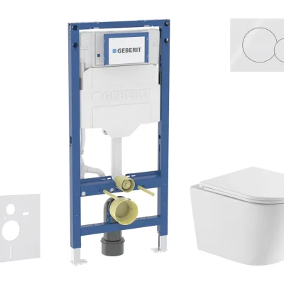 Geberit Duofix - komplekts priekšsienas elements, Nefia WC ar SoftClose sēdekli un Sigma01 vadības plati, alpu balts SANI11CA31106