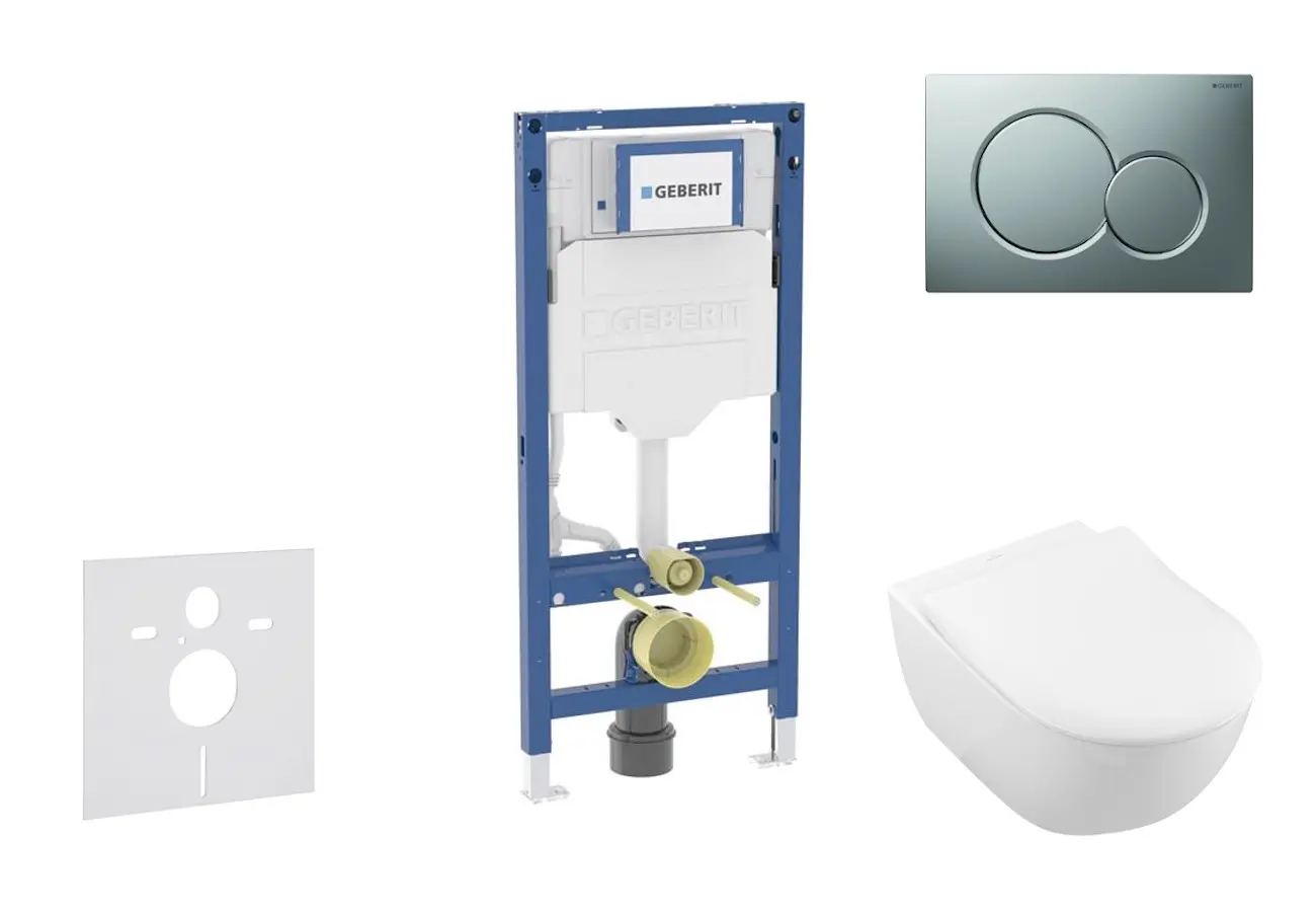 Geberit Duofix - komplekts ar priekšsienas elementu, Subway 2.0 WC ar Softclose sēdekli un Sigma01 vadības plati, hroms matēts SANI11CK2110