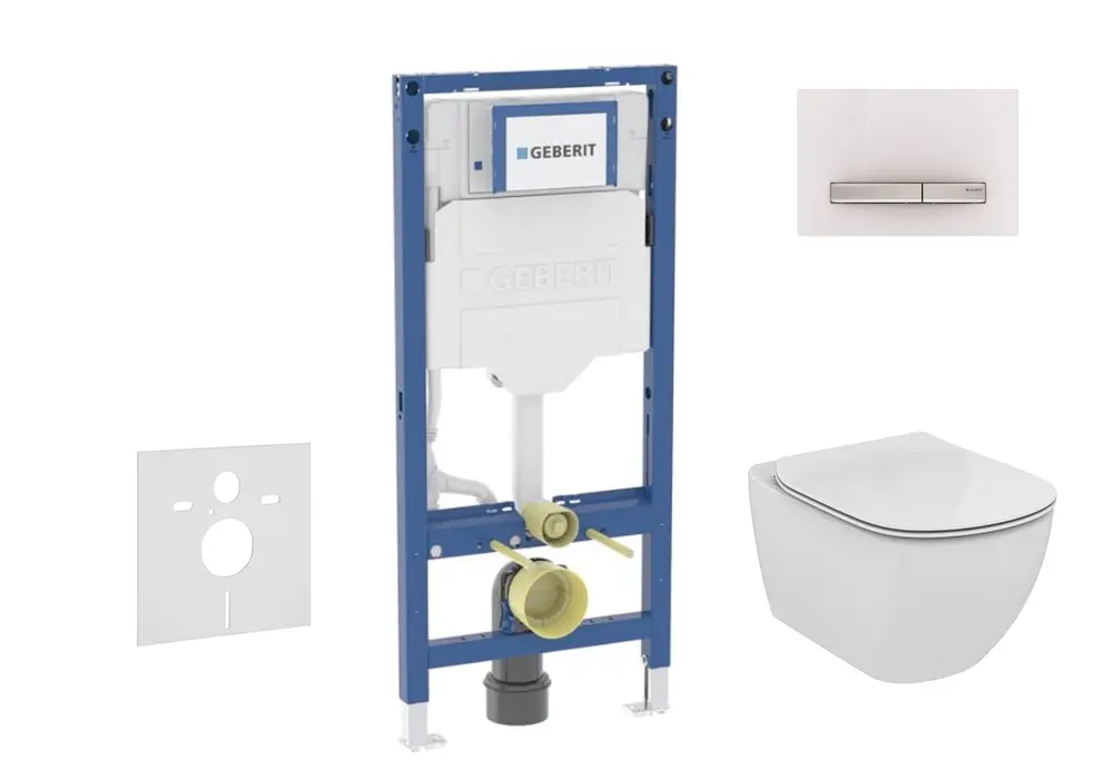 Geberit Duofix - priekšsienas elementu komplekts, Tesi-WC ar Softclose sēdekli un Sigma50 vadības plati, Alpu balts SANI11CD3139