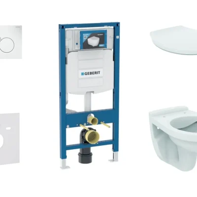 Geberit Duofix - komplekts ar priekšsienas elementu, Alpha WC ar sēdekli un Sigma01 vadības plati, Alpu balts SANI11CD3124