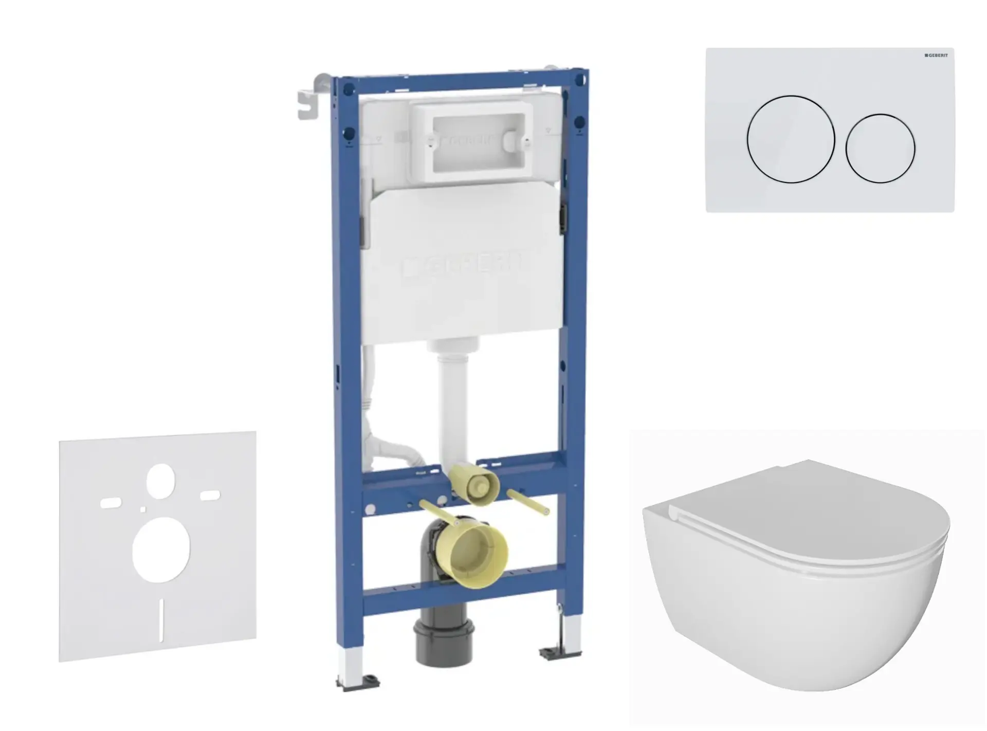Geberit Duofix - komplekts iebūvējamajam elementam, WC Oudee ar SoftClose sēdekli un Delta20 vadības plati, Alpu balts SANI11CA3138B