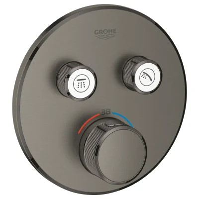 Grohe Grohtherm SmartControl - termostata dušas maisītājs - zemapmetuma ar 2 noslēgvārstiem, Hard Graphite birstēts 29119AL0