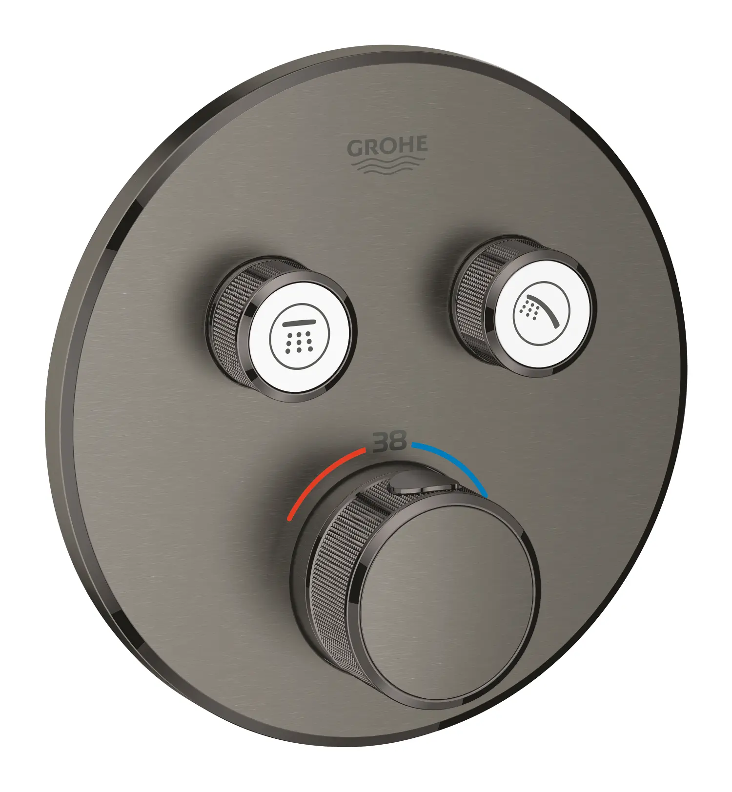 Grohe Grohtherm SmartControl - termostata dušas maisītājs - zemapmetuma ar 2 noslēgvārstiem, Hard Graphite birstēts 29119AL0