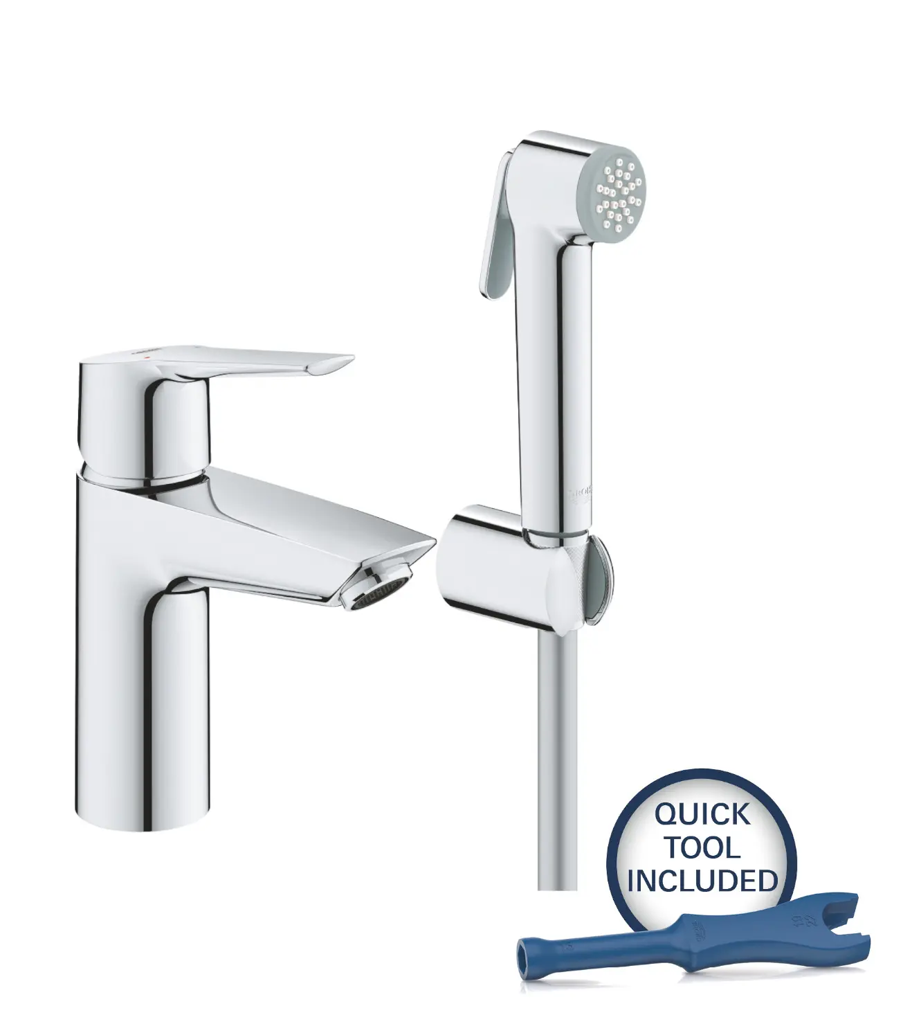 Grohe QuickFix Start - izlietnes maisītājs ar bidē dušu, hroms 23123003
