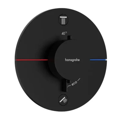 Hansgrohe ShowerSelect Comfort - zemapmetuma termostata maisītājs 2 patērētājiem, matēti melns 15554670