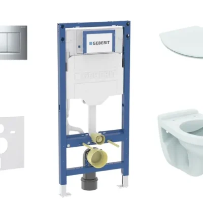 Geberit Duofix - komplekts: priekšsienas elements, Alpha WC ar Softclose sēdekli un Sigma20 vadības plati, hroms SANI11CD1105