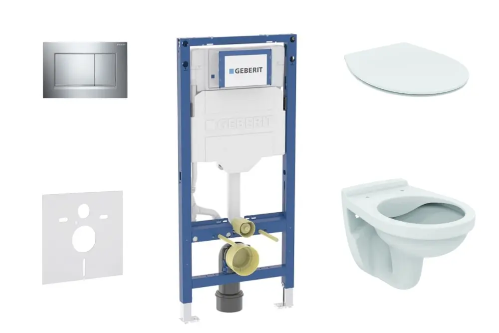 Geberit Duofix - komplekts: priekšsienas elements, Alpha WC ar Softclose sēdekli un Sigma20 vadības plati, hroms SANI11CD1105