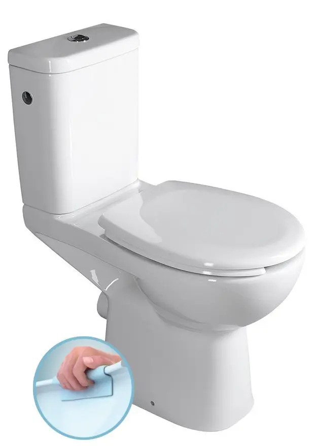 Sapho Etiuda - stāvošs WC komplekts personām ar invaliditāti CLEAN ON, Rimless, pieslēgums horizontāls, balts K11-0221