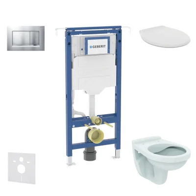 Geberit Duofix - komplekts ar priekšsienas elementu, Alpha-WC ar sēdekli un Sigma20 vadības plati, matēts hroms/hroms SANI11CD2104