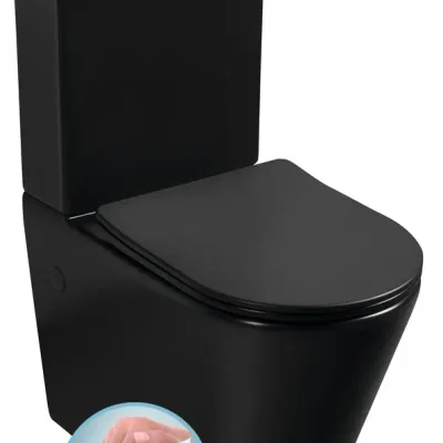 Sapho Paco - WC kombis, Vario izvads, Rimless, melns PC1012WRB