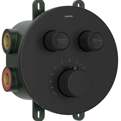 Sapho Smart Select - zemapmetuma termostata maisītājs, 2 patērētājiem, ar iebūvējamo daļu, matēti melns RP032B