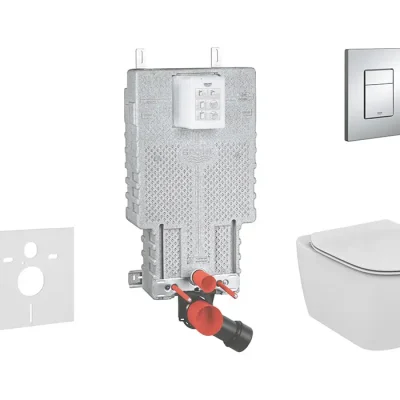 Grohe Uniset - komplekts zemapmetuma elements, WC un sēdeklis Ideal Standard, vadības plate Skate Cosmo, Aquablade, SoftClose, hroms 38643SET-KU