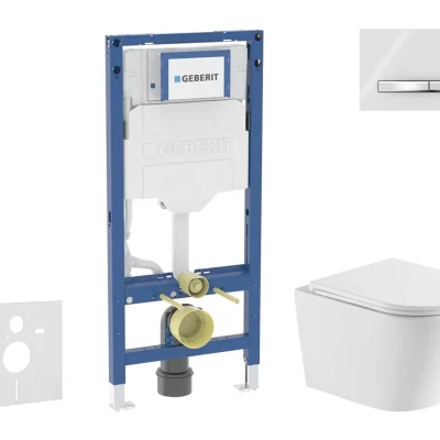 Geberit Duofix - komplekts ar priekšsienas elementu, Nefia WC ar SoftClose sēdekli un Sigma50 vadības plati, hroms/Alpu balts SANI11CA31111