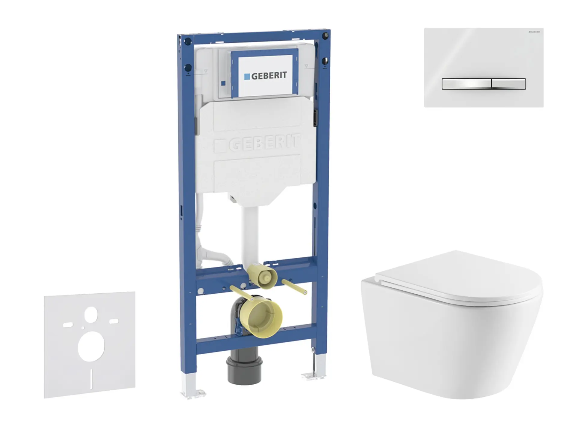 Geberit Duofix - komplekts ar priekšsienas elementu, Nefia WC ar SoftClose sēdekli un Sigma50 vadības plati, hroms/Alpu balts SANI11CA31111