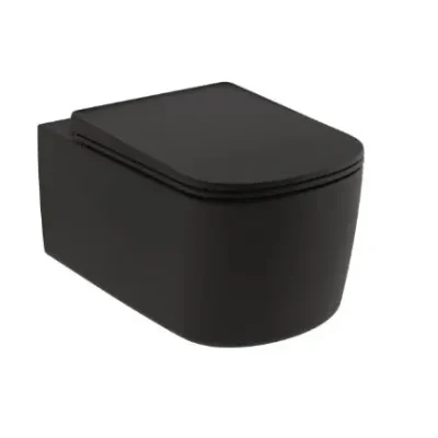 Kludi Resa S - piekaramais WC ar SoftClose sēdekli, Rimless, Spiralflush, matēti melns 27WCSET39