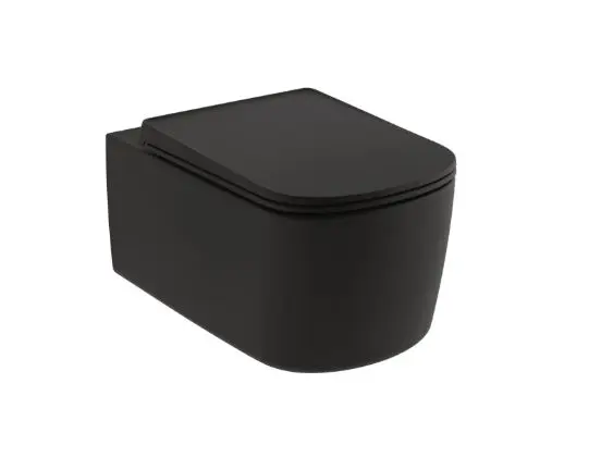 Kludi Resa S - piekaramais WC ar SoftClose sēdekli, Rimless, Spiralflush, matēti melns 27WCSET39