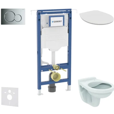 Geberit Duofix - komplekts priekšsienas elements, Alpha WC ar sēdekli un Sigma01 vadības plati, hroms spīdīgs SANI11CD1104