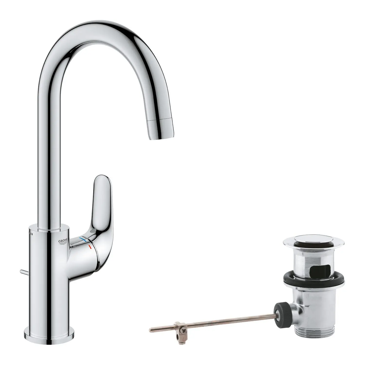 Grohe Swift - izlietnes maisītājs, ar noteces komplektu, aukstais starts, hroms 24330001