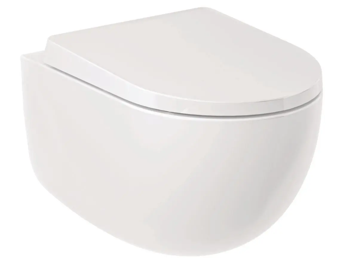 Kludi Resa D - piekaramais WC ar SoftClose sēdekli, Rimless, Spiralflush, balts spīdīgs 24WCSET43