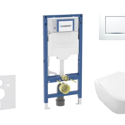 Geberit Duofix - komplekts ar priekšsienas elementu, Subway 2.0 WC ar Softclose sēdekli un Sigma20 vadības plati, balts/spīdīgs hroms SANI11CK3112
