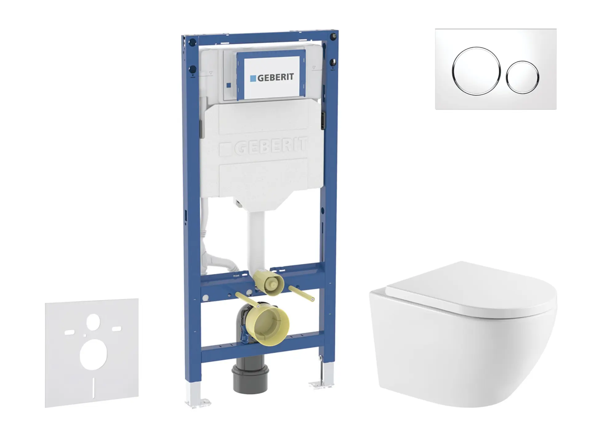 Geberit Duofix - komplekts ar priekšsienas elementu, Oudee WC ar Softclose sēdekli un Sigma20 vadības plati, balts/hroms SANI11CA31129