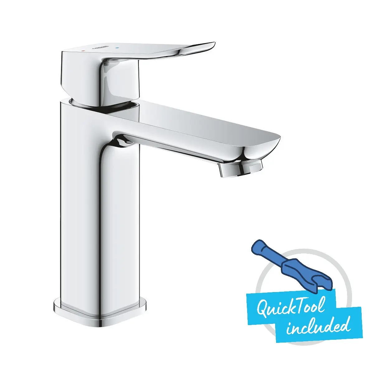 Grohe Dice - izlietnes maisītājs ar Push-Open noteces komplektu, aukstā starta funkcija, hroms 1018360000