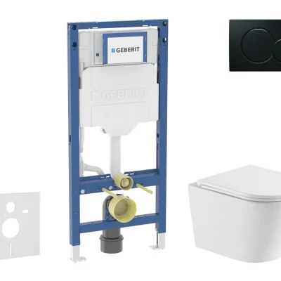Geberit Duofix - komplekts priekšsienas elements, Nefia WC ar Softclose sēdekli un Sigma01 vadības plati, melns SANI11CA5167
