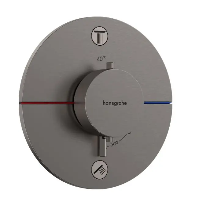 Hansgrohe ShowerSelect Comfort - zemapmetuma termostata maisītājs 2 patērētājiem, hroms melns birstēts 15554340