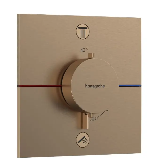 Hansgrohe ShowerSelect Comfort - zemapmetuma termostata maisītājs, 2 patērētājiem, birstēta bronza 15572140
