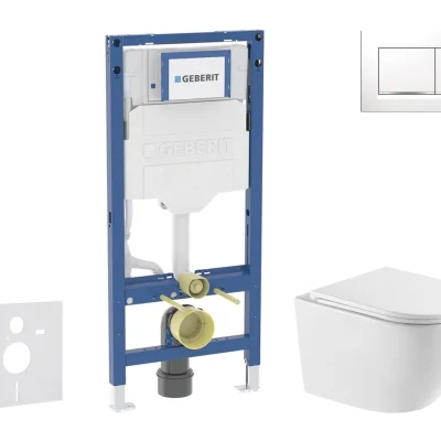Geberit Duofix - komplekts ar priekšsienas elementu, Oudee WC ar Softclose sēdekli un Sigma20 vadības plati, balts/hroms SANI11CA31119