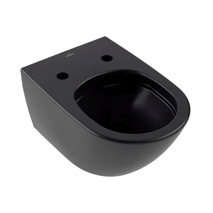 Villeroy & Boch Antao - pie sienas stiprināms WC, Rimless, CeramicPlus, TitanGlaze, TwistFlush, Pure Black 4674T0R7