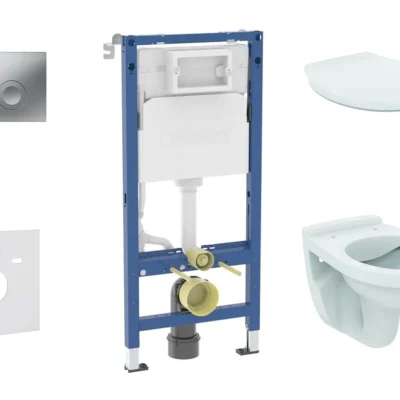 Geberit Duofix - komplekts priekšsienas elements, Alpha WC ar sēdekli un Delta21 vadības plati, hroms matēts SANI11CD2142