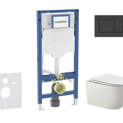 Geberit Duofix - komplekts priekšsienas elements, Gaia WC ar Softclose sēdekli un Sigma20 vadības plati, matēti melns/melns SANI11CA5106B