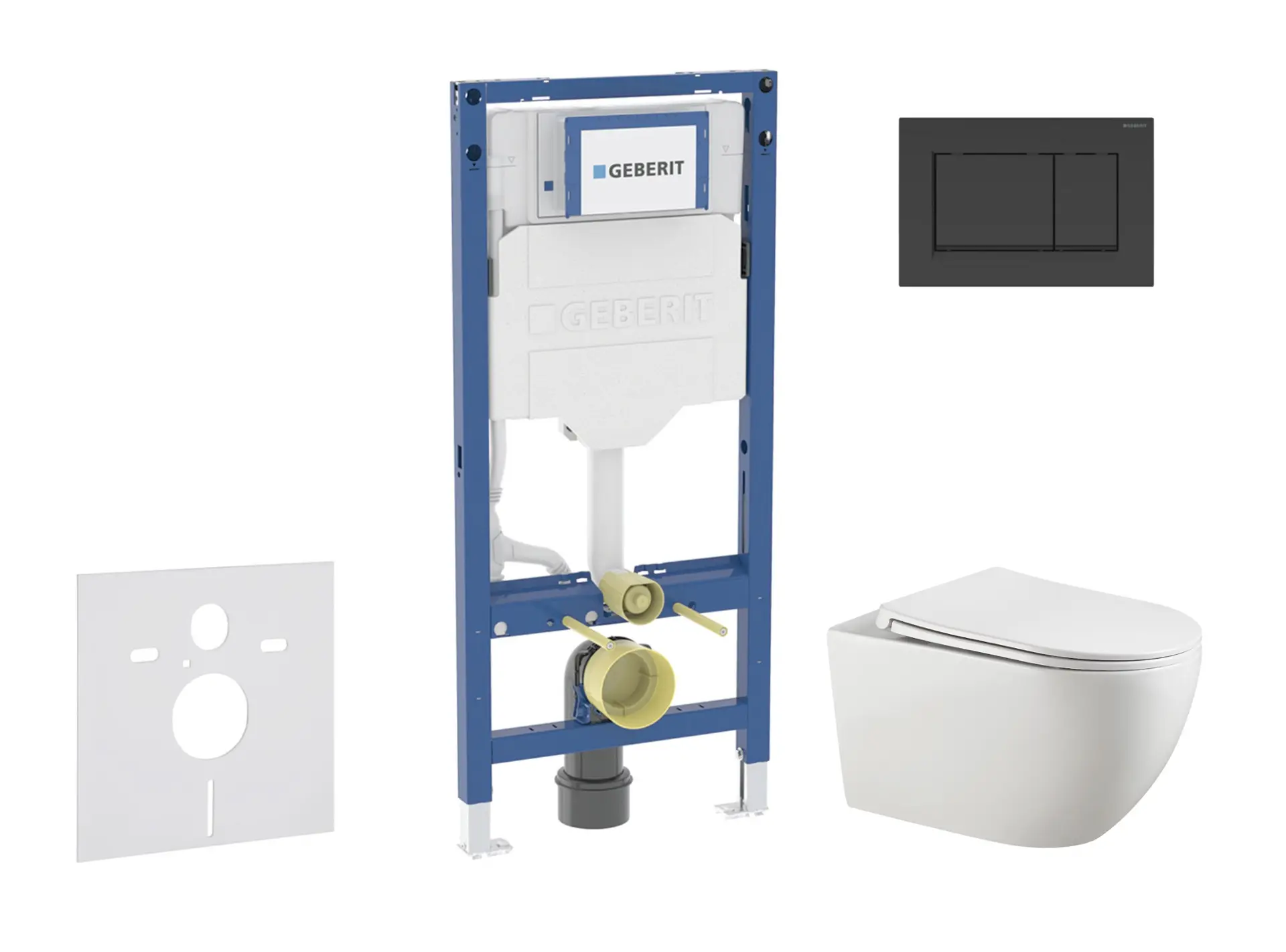 Geberit Duofix - komplekts priekšsienas elements, Gaia WC ar Softclose sēdekli un Sigma20 vadības plati, matēti melns/melns SANI11CA5106B