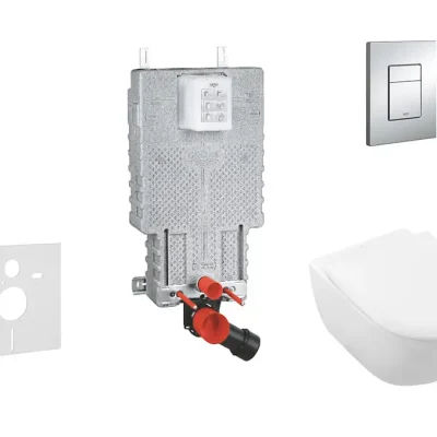 Grohe Uniset - priekšsienas montāžas komplekts, WC ar sēdekli Subway 2.0, DirectFlush, SoftClose, CermaicPlus, vadības plate Skate Cosmo, hroms 38643SET-KI