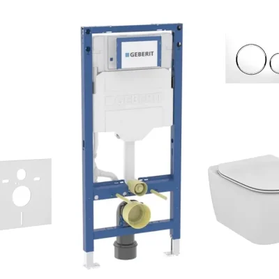 Geberit Duofix - priekšsienas elementu komplekts, Tesi-WC ar Softclose sēdekli un Sigma20 vadības plati, balts/hroms spīdīgs SANI11CD3135