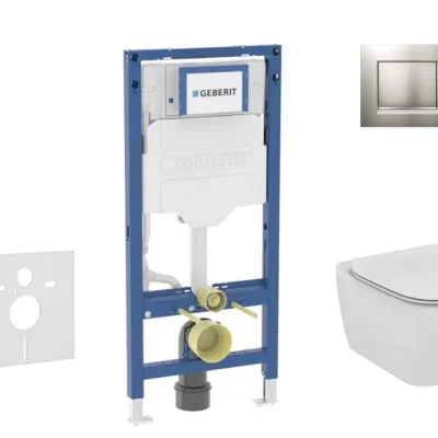 Geberit Duofix - komplekts: priekšsienas elements, Tesi WC ar sēdekli un Sigma20 vadības plati, matēts hroms/hroms SANI11CD2122