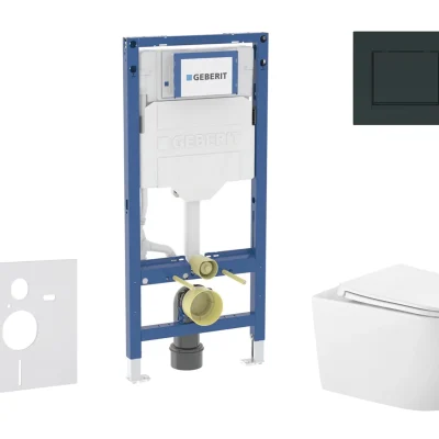 Geberit Duofix - komplekts priekšsienas elements, WC Gaia ar Softclose sēdekli un Sigma20 vadības plati, melns spīdīgs/melns matēts SANI11CA5136B