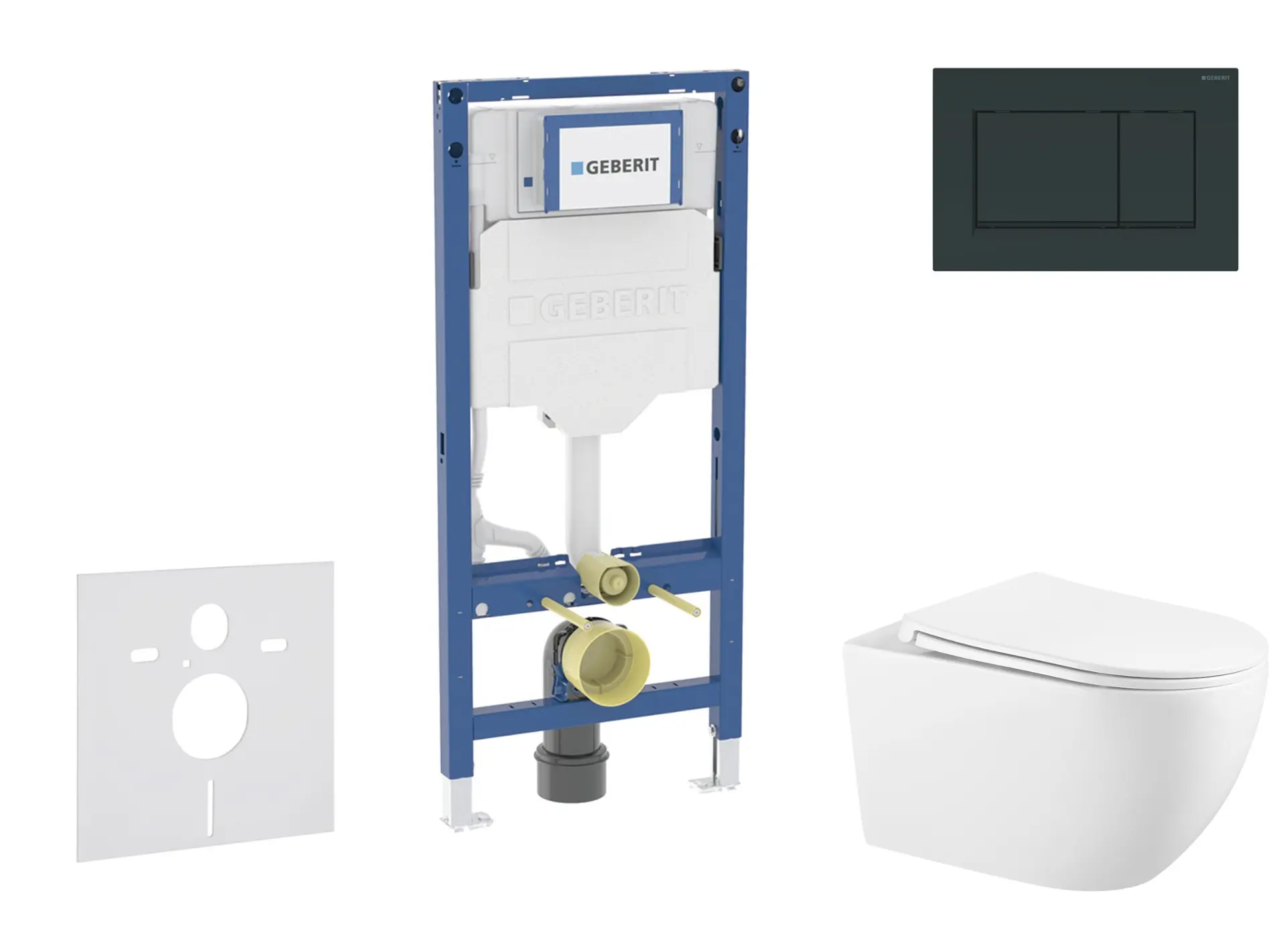 Geberit Duofix - komplekts priekšsienas elements, WC Gaia ar Softclose sēdekli un Sigma20 vadības plati, melns spīdīgs/melns matēts SANI11CA5136B