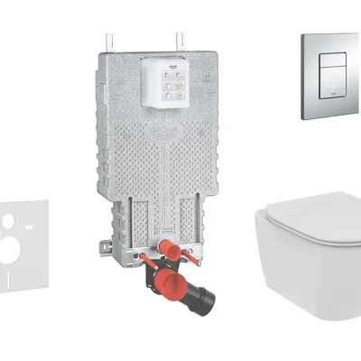 Grohe Uniset - komplekts priekšsienas elements, WC un sēdeklis Ideal Standard Tesi, vadības plate Skate Cosmopolitan, hroms 38643SET-KE