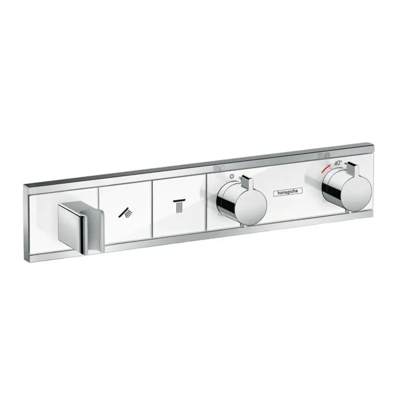 Hansgrohe RainSelect - termostata dušas maisītājs - zemapmetuma 2 patērētājiem, balts / hromēts 15355400