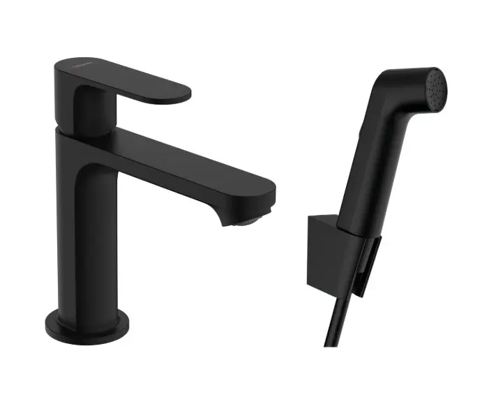 Hansgrohe Rebris S - izlietnes maisītājs ar bidē dušu, melns matēts 72215670